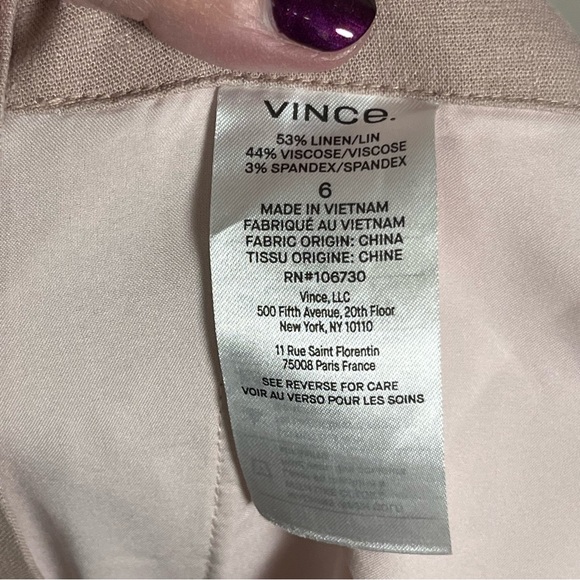 Vince Cropped Wide Leg Linen Blend Pant — Rose Pearl Size 6 - Picture 13 of 15